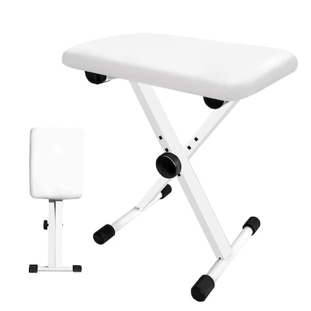 5 Core 5 Core Keyboard Bench - X Style Piano Stool Height Adjustable 16.3–19.6" w Comfortable Padded Seat KBB 02 WH